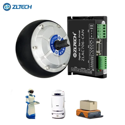 Pneumatico in gomma Zltech 4,5 pollici 24 V IP54 150 kg carico 300-370 giri/min CC Trasmissione del robot senza ingranaggi con encoder senza spazzole servomotore del mozzo ruota elettrico Motore con CE RoHS