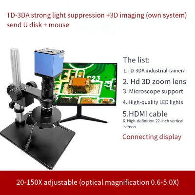 Il microscopio elettronico 3D ad alta definizione HDMI elimina la luce 3D forte Microscopio di misurazione per osservazione e rilevamento