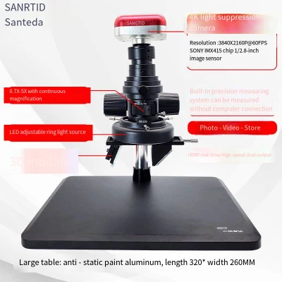 Microscopio video 4K ad alta definizione Test industriali High Magnification Scientific Ricerca CCD Fotografia misurazione microscopio digitale 3D