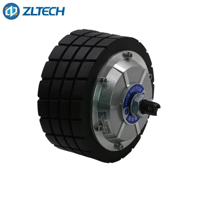 Pneumatico in gomma Zltech 4,5 pollici 24 V IP54 150 kg carico 300-370 giri/min CC Trasmissione del robot senza ingranaggi con encoder senza spazzole servomotore del mozzo ruota elettrico Motore con CE RoHS