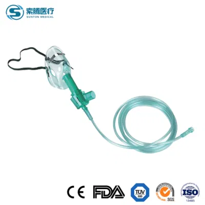 Maschera di ossigeno Sunton China misurazione in fabbrica 100 PZ/CTN L ossigeno monouso Maschera monouso uso medico Kit nebulizzatore ad alta concentrazione ossigeno facciale Maschera