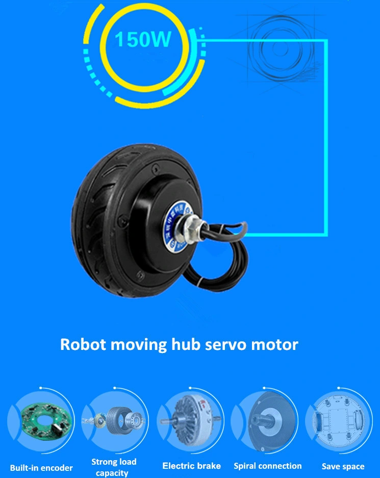 Ce Certificate OEM ODM 5 Inch Gearless Brushless DC 150W 3.2n. M 24V Electric Wheel Hub Servo Motor for Robot Agv