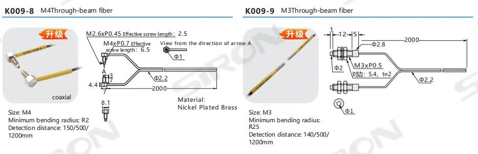 Siron K009 Through-Beam Fiber Optic Sensor Diffuse Reflection Sensor Quick Response Infrared Fiber Sensor