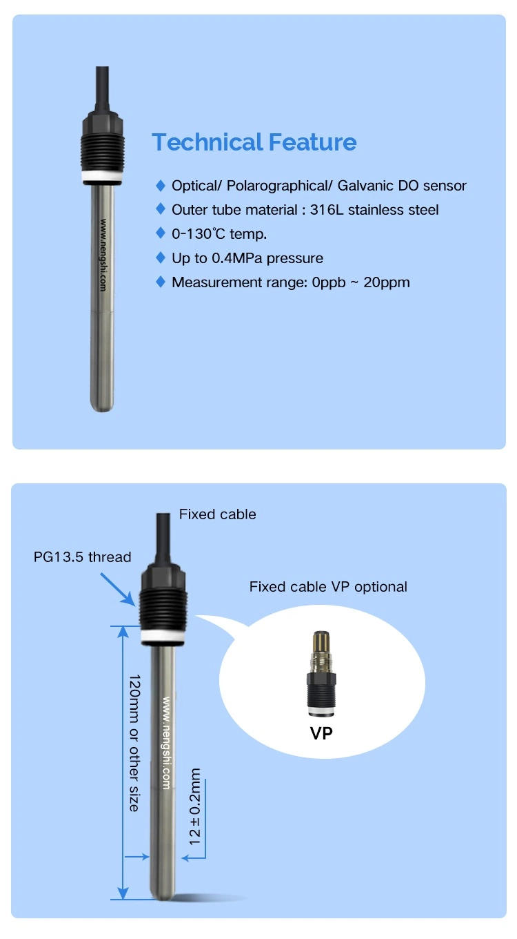 316L Stainless Steel Body Electrochemical Sensor for Dissolved Oxygen Monitoring Sensor in Water Quality