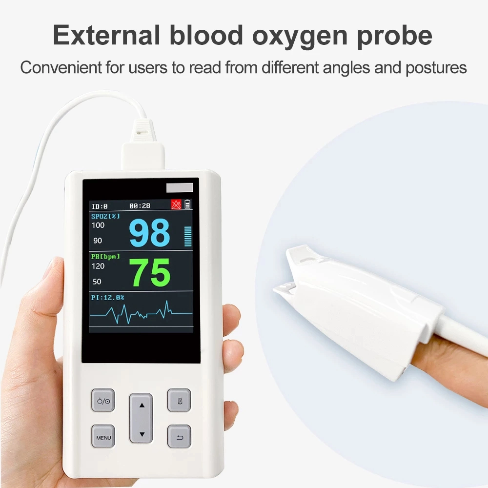 Handheld Pulse Oximeter Blood Oxygen Saturation Tester Machine SpO2 Pr Hr Monitor Adult Paediatric Neonatal Probe