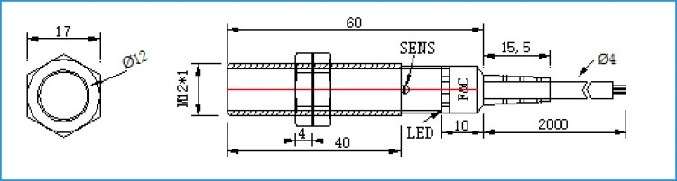 Fkc Pipe Liquid Sensor Capacitive Proximity Switch 12-24 VDC IP67 5mm