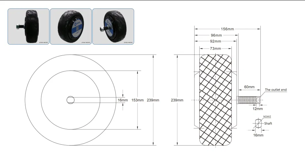 10 Inch Rubber Solid Tire 48V DC 800W 300kg Load 80n. M Max Torque 200rpm Stable Brushless Gearless Encoder Hall Sensor Wheel Hub Motor for Outdoor Agv Robot