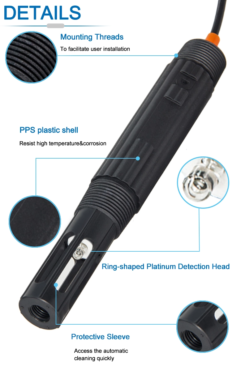 Length 260mm Seawater pH/ORP Electrode pH/ORP Sensor with Automatic Cleaning