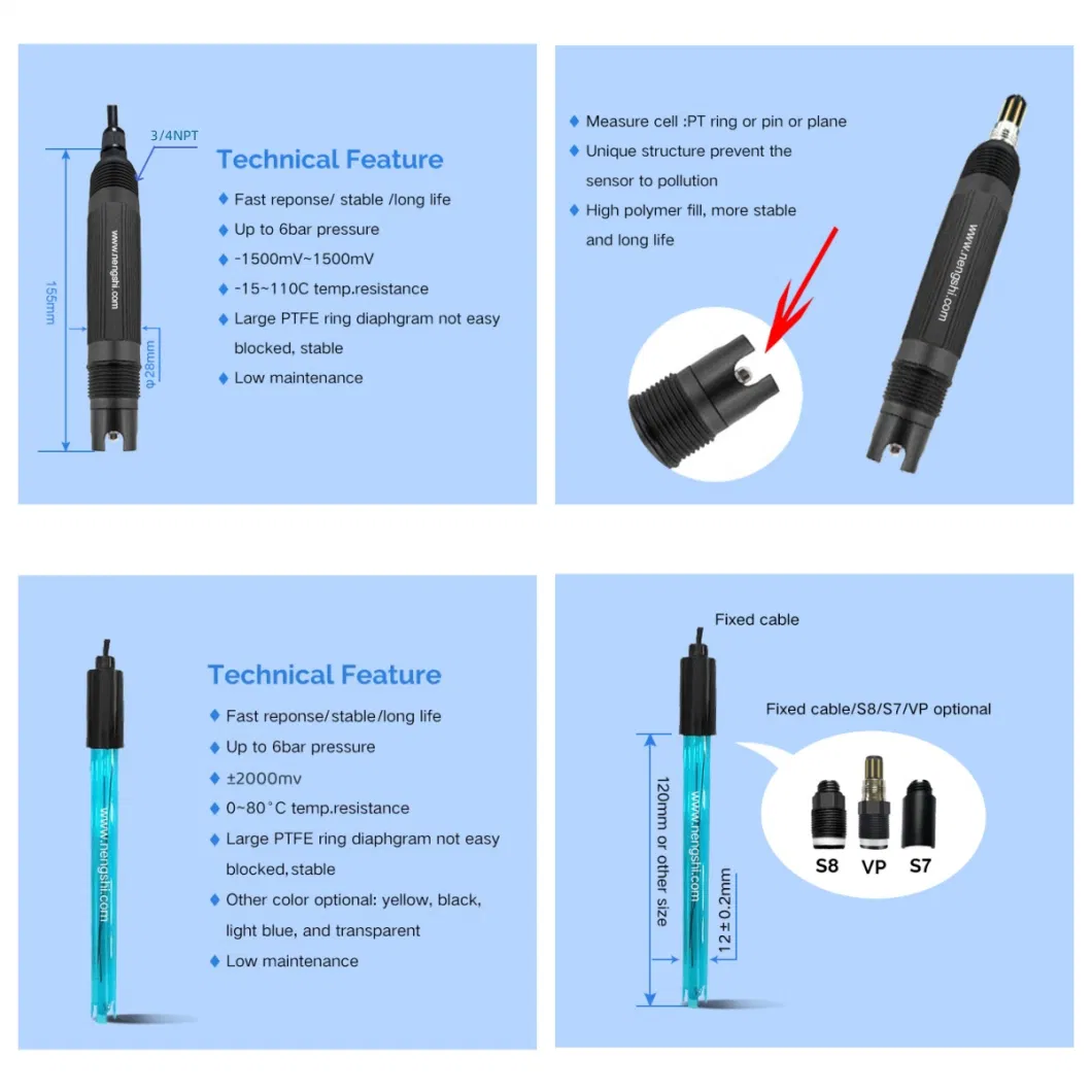 Water Oxygen Analyzer Plastic ORP Sensor for Laboratory ORP Meter