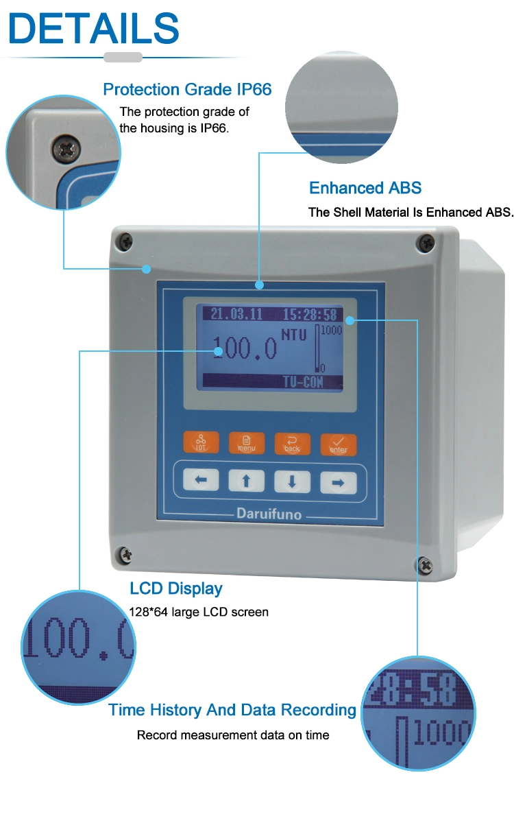 LCD Display Online Tu Analyzer Digital Tu Meter for Turbidity Measurement