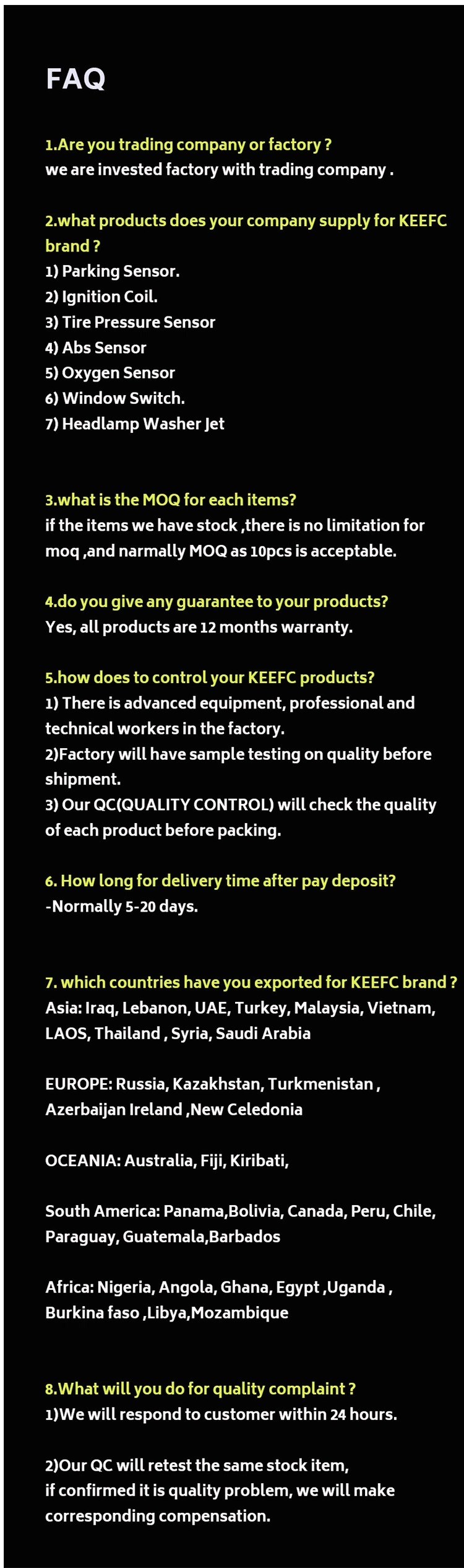 Keefc Car Accessories Automotive Engine Sensor 89467-06080 8946706080 O2 Oxygen Sensor for Toyota Camry 2007-2016