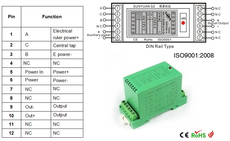 0-10mA/0-20mA/4-20mA Linear Position Sensor Signal Conditioner