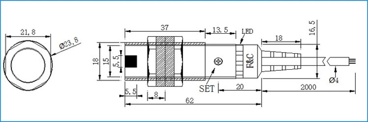 Top Sensing F3n-18DN04-N 40mm Inductive Proximity Switches for Machinery