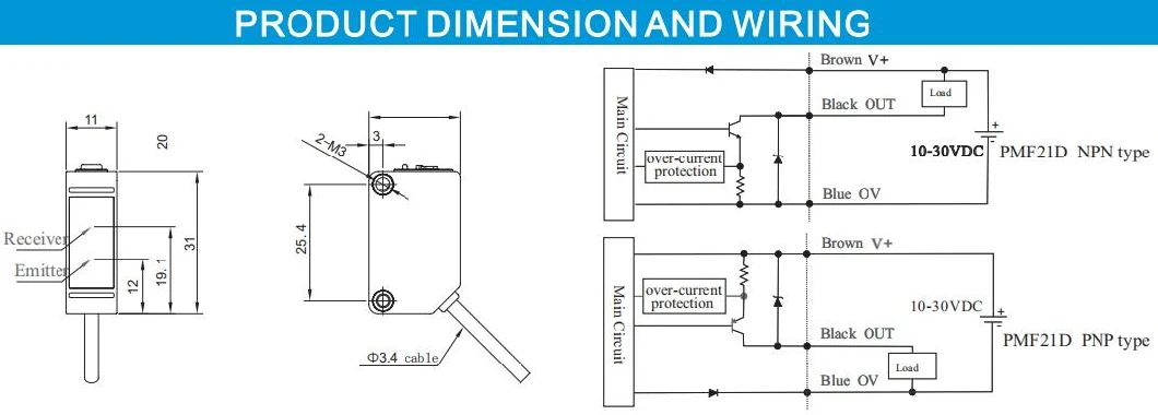 PNP Plastic Diffuse Reflection Optical Sensor for Object Detection