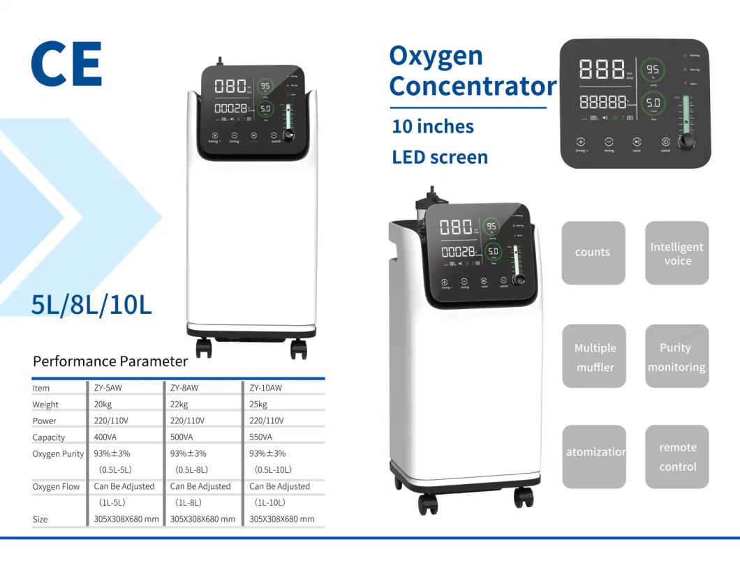 Wholesale Price CE/ISO13485 Approved Oxygen Generator 5L Medical Grade Portable Oxygen Inhalation with Atomizer for Home/Hospital Use
