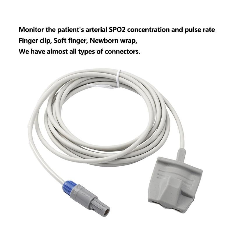 Reusable Adult Soft SpO2 Sensor Probes for Oxygen Saturation Compatible Mindray 6 Pins