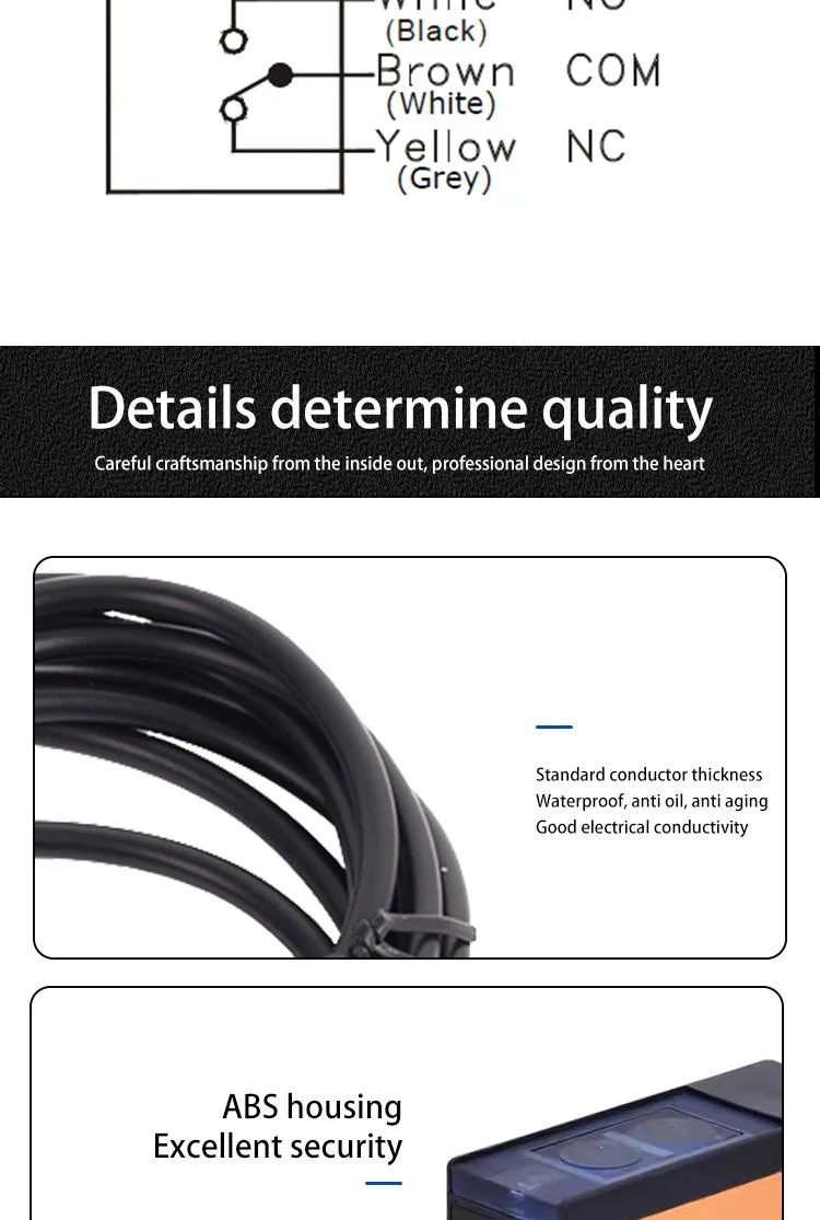 Safe and Stable Detection Distance 4m NPN Three Wire Output No+Nc Retro Reflective Optical Photoelectric Switch Sensor