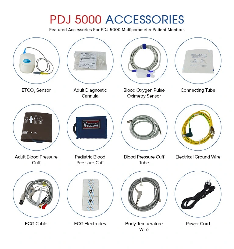 Etco2 ICU Hospital Patient Monitor Pdj-5000