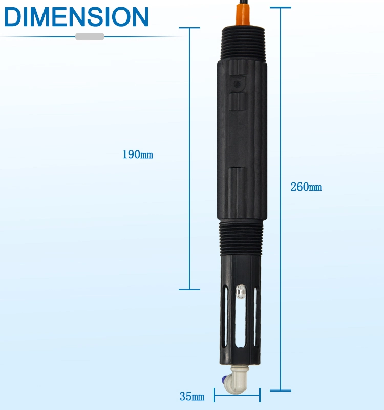 Length 260mm Seawater pH/ORP Electrode pH/ORP Sensor with Automatic Cleaning