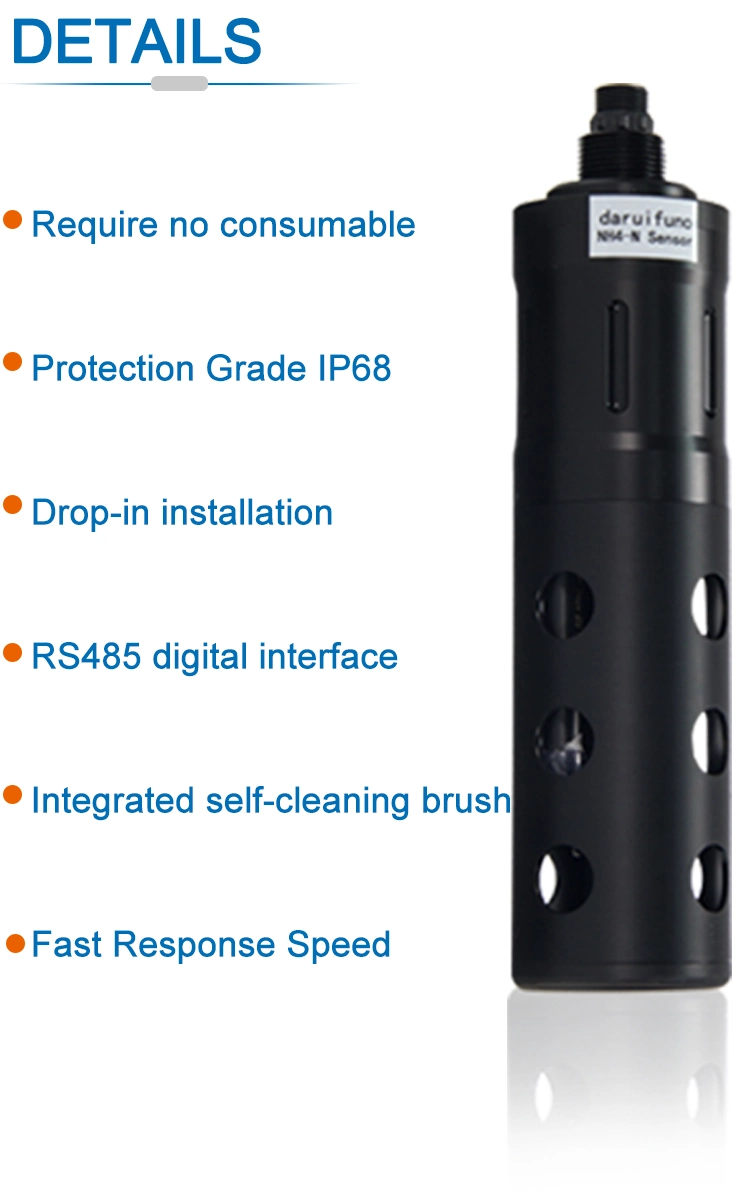 RS485 Online Industrial Nh4 Sensor with Self-Cleaning Brush
