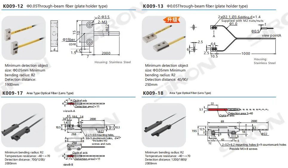 Siron K009 Through-Beam Fiber Optic Sensor Diffuse Reflection Sensor Quick Response Infrared Fiber Sensor