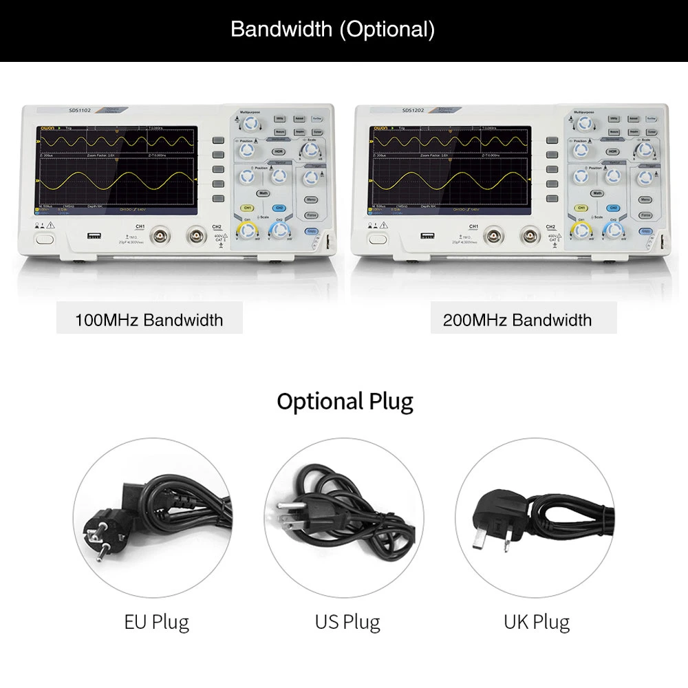 4 Channel Oscilloscope with 7in LCD Display 100MHz Bandwidth 1GS/s Oscilloscope