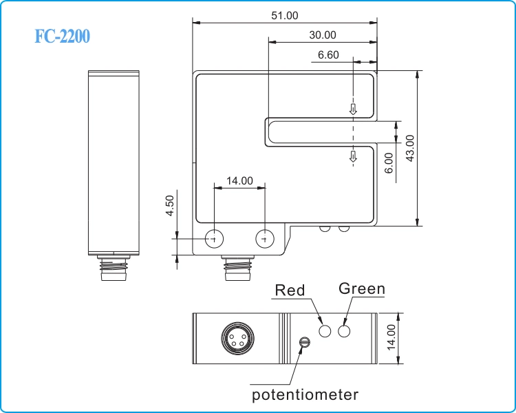 High Speed FC-2300 Ultrasonic Sensor Detector Label Sensor for Metal Label