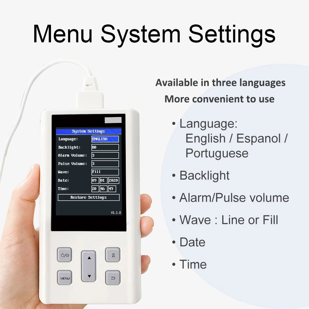 Handheld Pulse Oximeter Blood Oxygen Saturation Tester Machine SpO2 Pr Hr Monitor Adult Paediatric Neonatal Probe