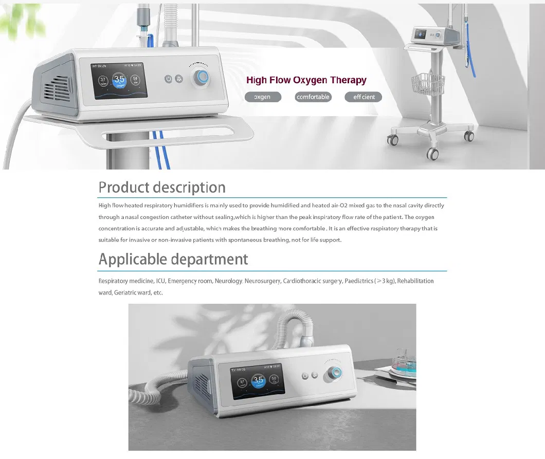 High Flow Nasal Cannula Oxygen Therapy Unit with Heated Respiratory Humidifiers