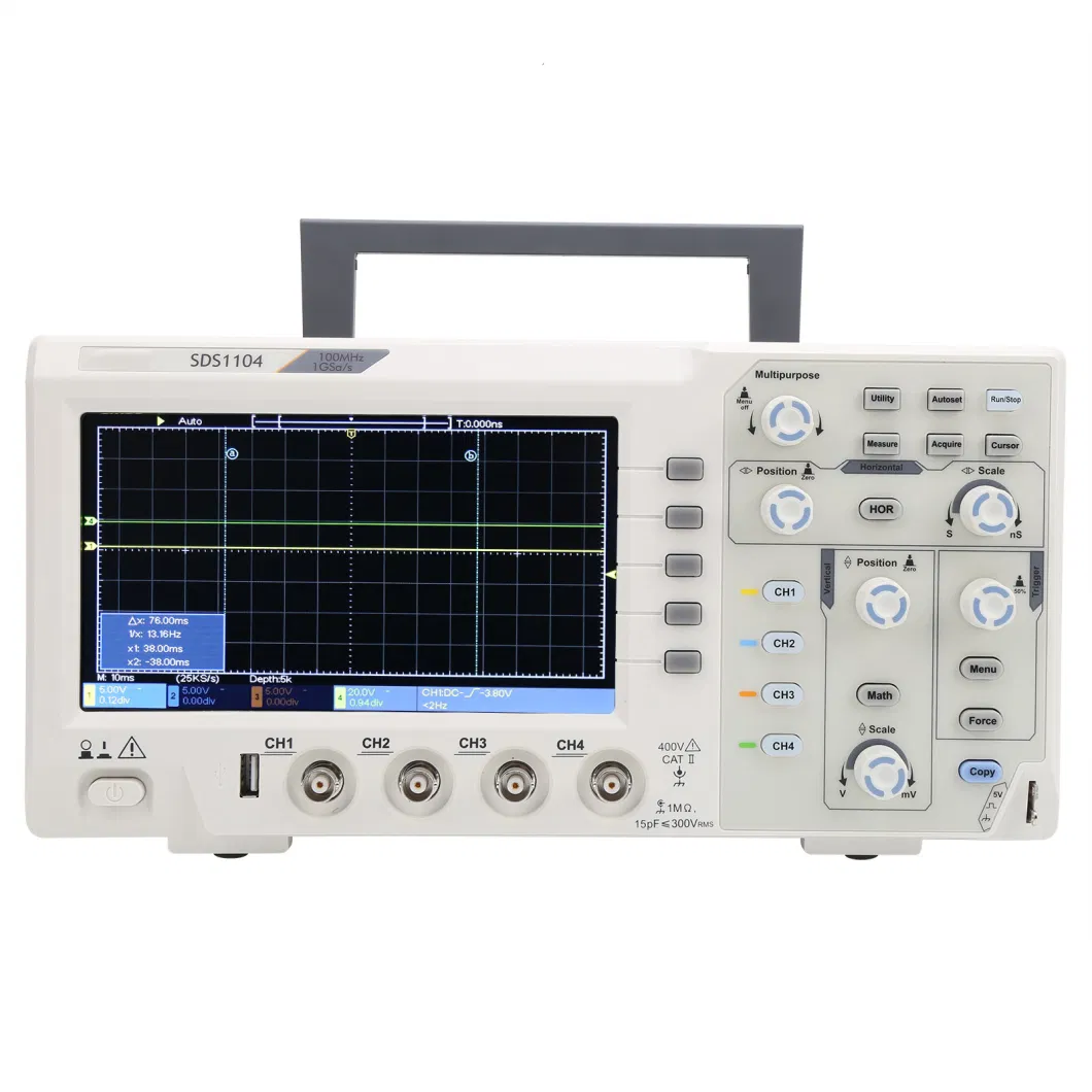 4 Channel Oscilloscope with 7in LCD Display 100MHz Bandwidth 1GS/s Oscilloscope