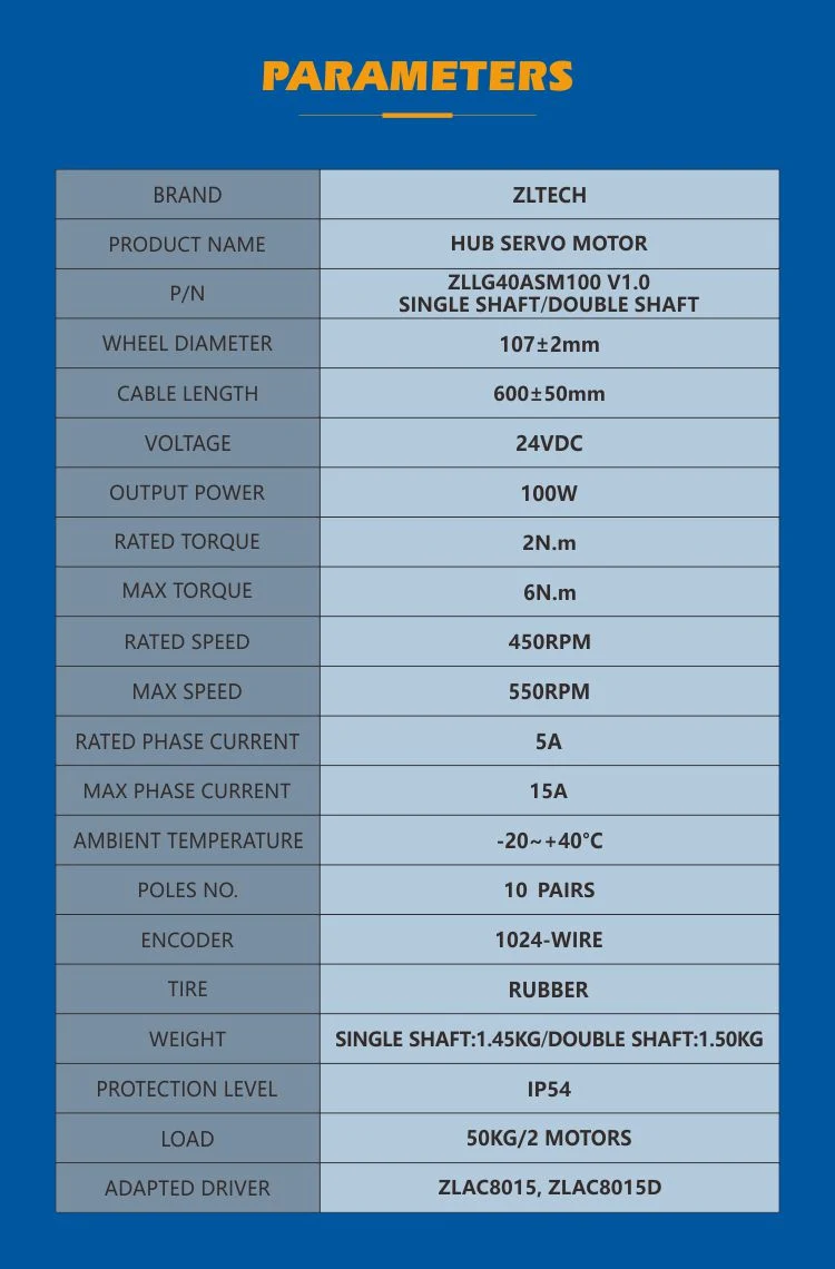 Zltech IP54 4inch 24V 2n. M 100W Brushless Stainless Steel Wheel Hub Servo Motor with 1024-Wire Encoder for Rgv /Delivery Robot