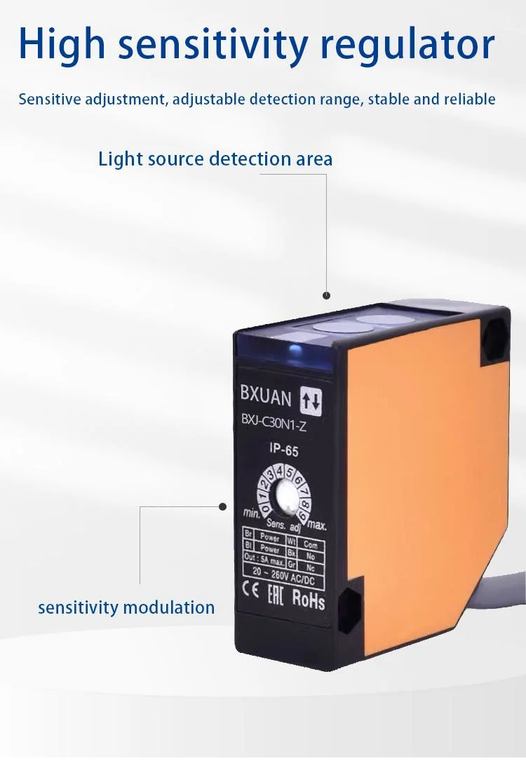 Safe and Stable Detection Distance 4m NPN Three Wire Output No+Nc Retro Reflective Optical Photoelectric Switch Sensor