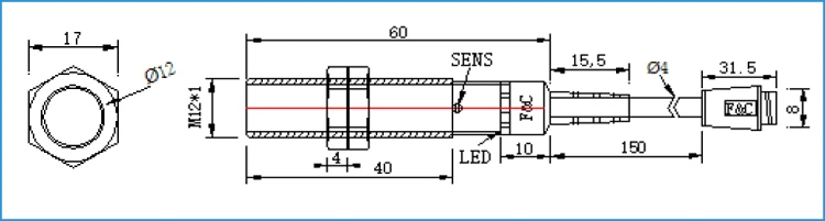 Fkc Pipe Liquid Sensor Capacitive Proximity Switch 12-24 VDC IP67 5mm