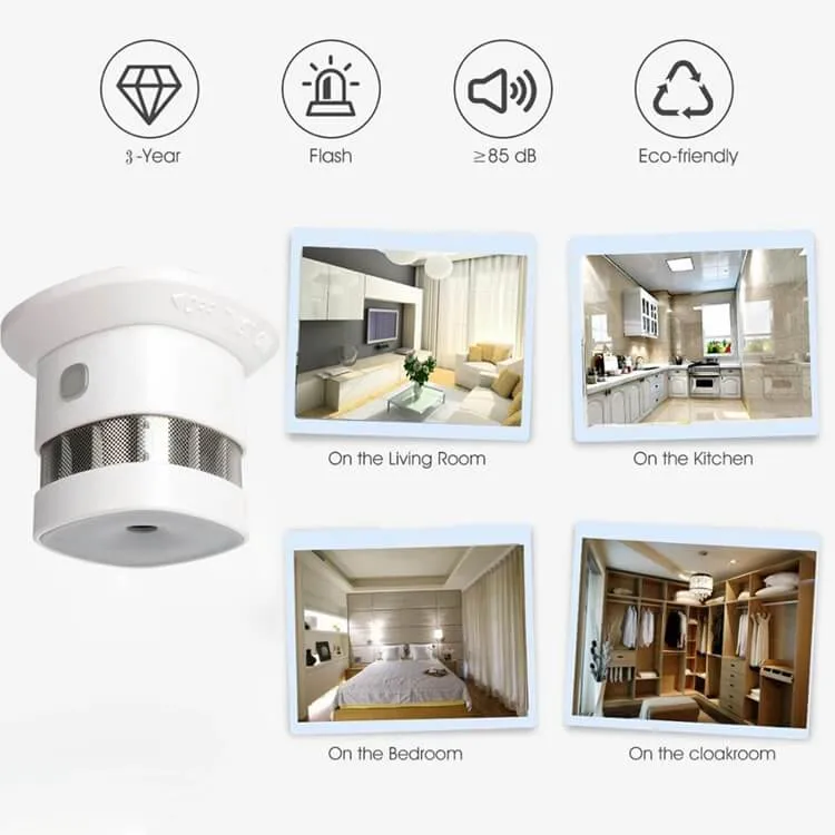 Factory Price Mini Size Optical Sensor Smoke Detector with 10 Years Battery