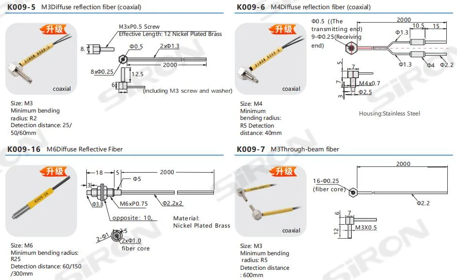 Siron K009 Through-Beam Fiber Optic Sensor Diffuse Reflection Sensor Quick Response Infrared Fiber Sensor