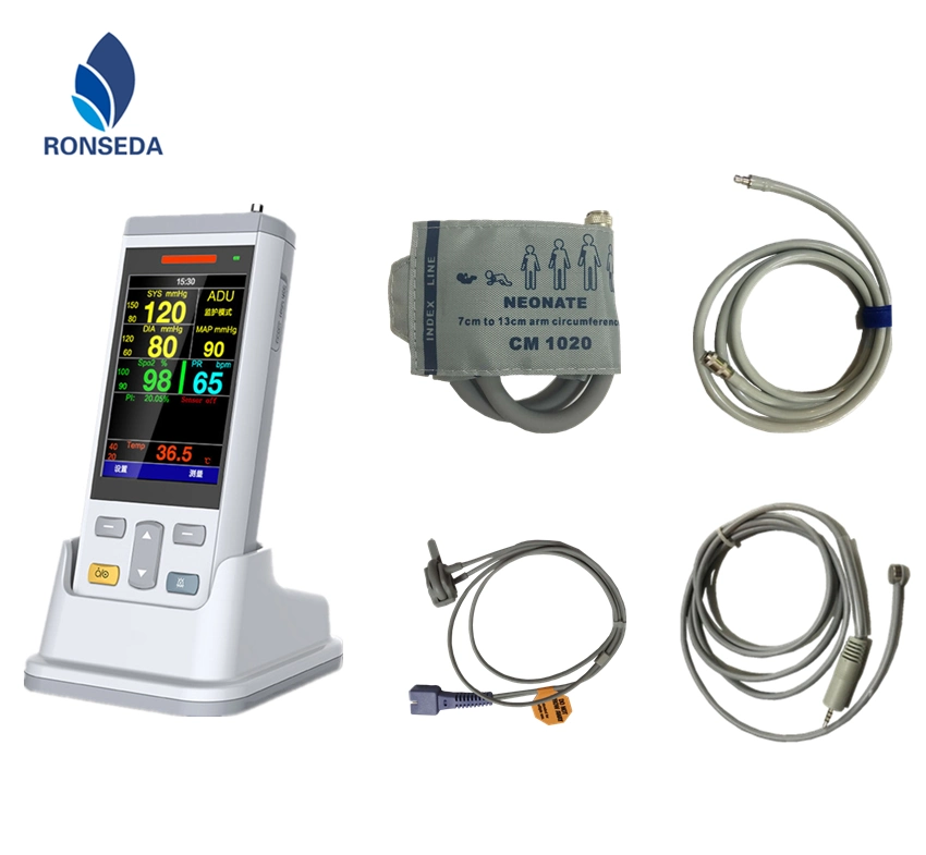 100% New Smallest and Exquisite Handheld 3.5inches Portable Vital Sign Monitor Patient Monitor with SpO2, Temp, NIBP 3 Parameters