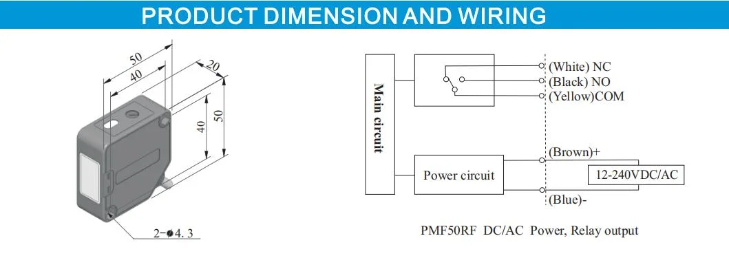 Relay Output Retro-Reflective Optical Sensor for Safety High Speed Door