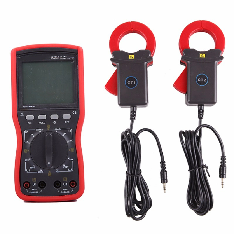 Large Caliber Double Clamp Digital Dual-Clamp Digital Phase Voltmeter Measurement Frequency Phase Volt Ammeter Meter