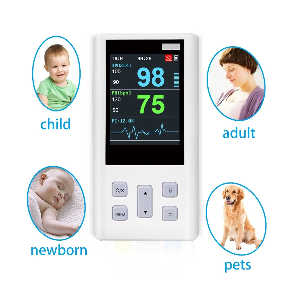 Handheld Pulse Oximeter Blood Oxygen Saturation Tester Machine SpO2 Pr Hr Monitor Adult Paediatric Neonatal Probe