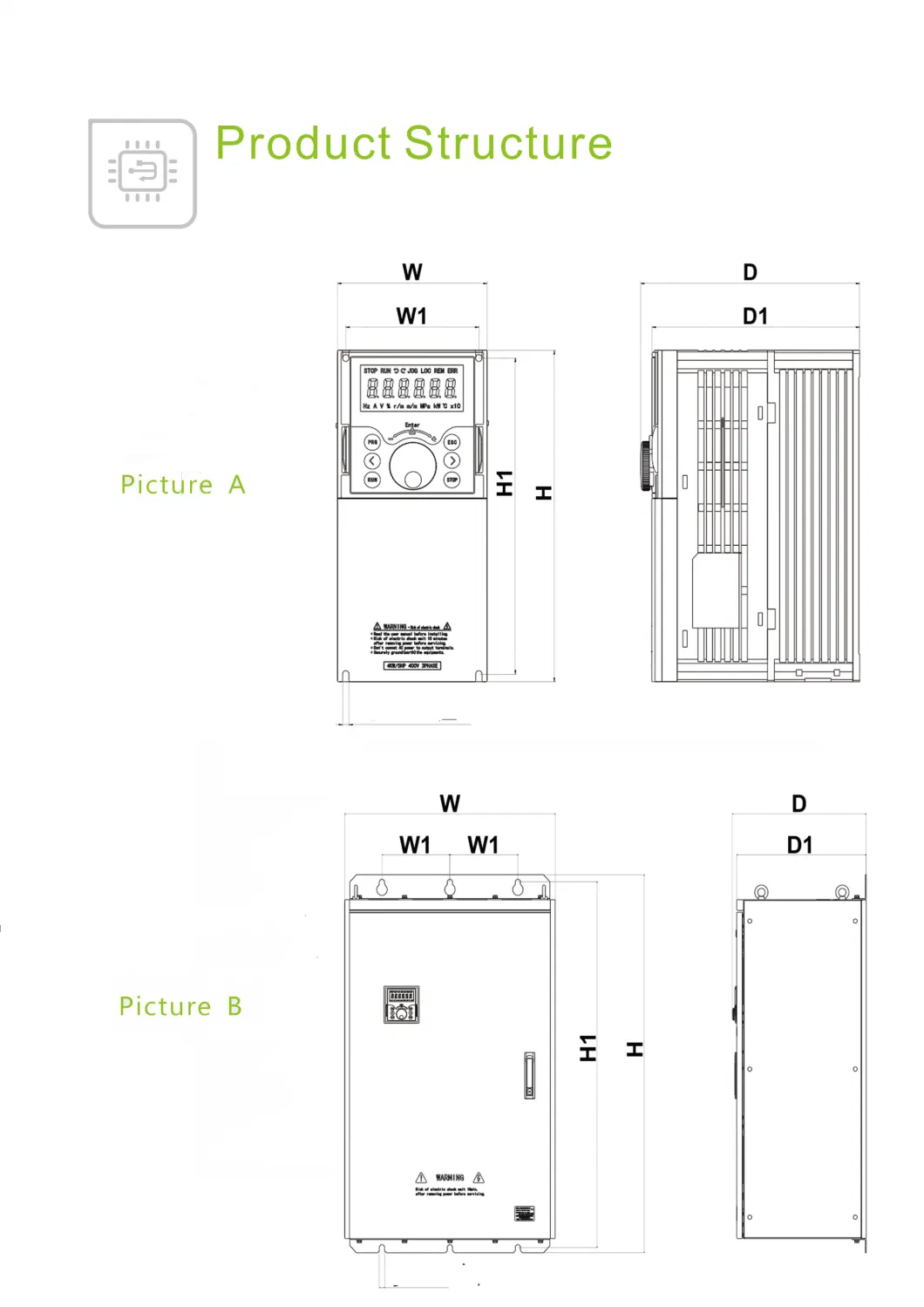 Power Inverter Frequency Inverter AC Motor Drive Inverter 380V/220V