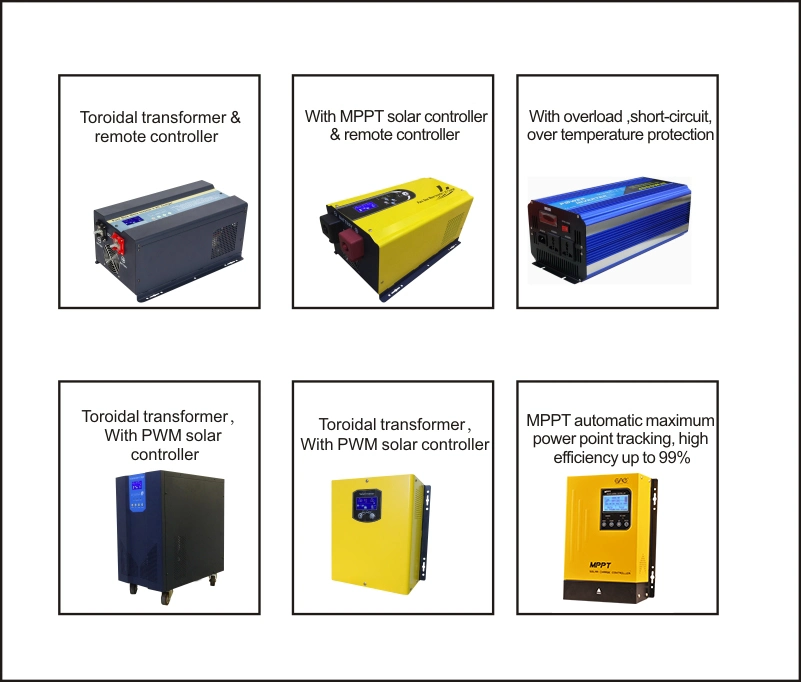 Peak 2000W DC 12/24V to AC 110V/220V Pure Sine Wave Inverter with Solar Inverter