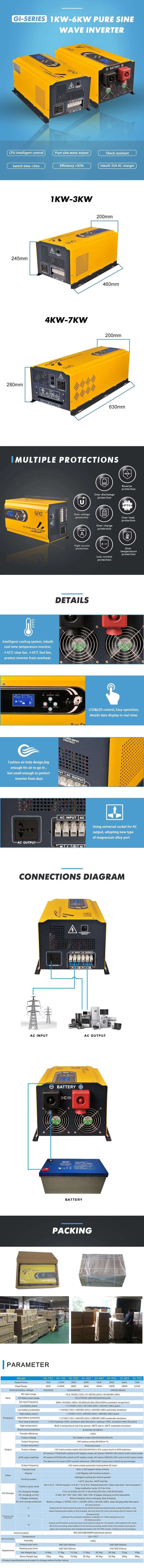 Pure Sine Wave AC Inverter Low Frequency Inverter on off Grid 7000W