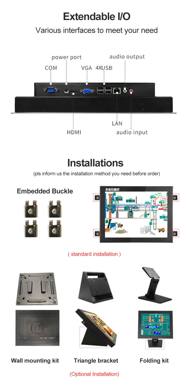 10.1 Inch Desktop Wall Mounted Waterproof IP65 Window HMI COM USB Touch Screen Display Panel PC Industrial Monitor Tablet