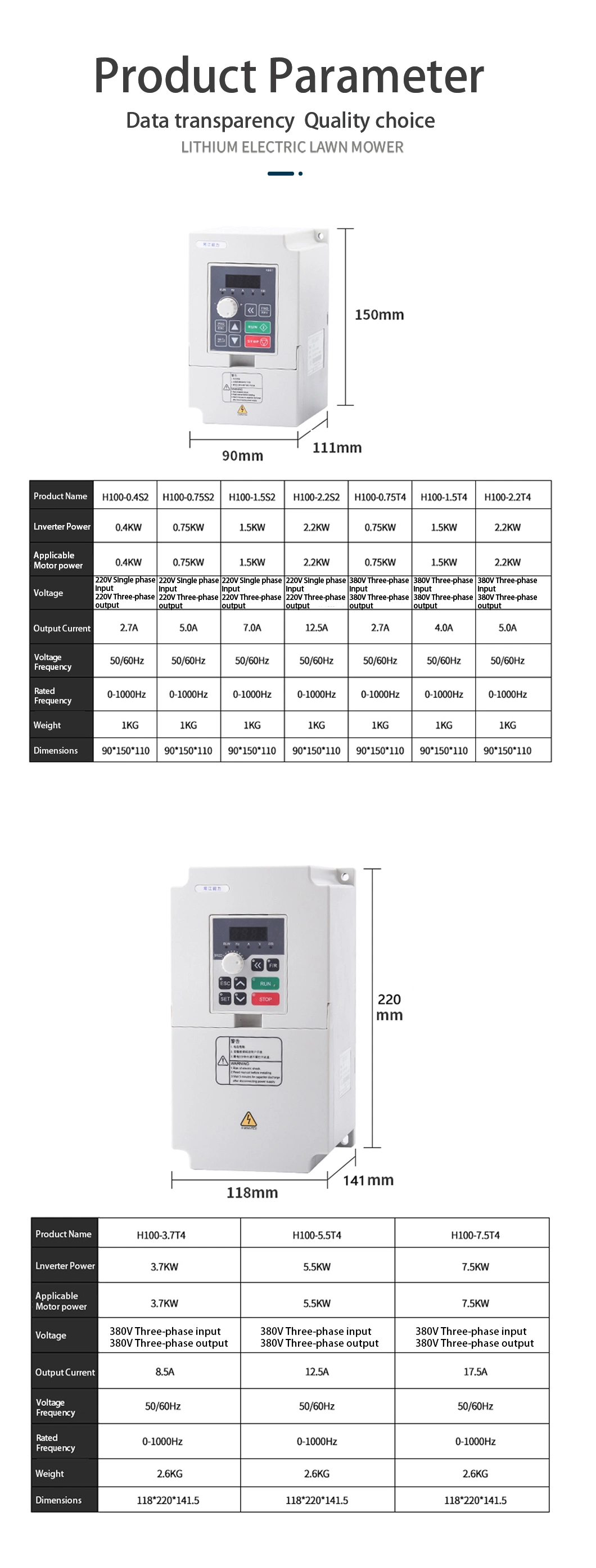 VFD Inverter 1.5kw/2.2kw/4kw /5.5kw/7.5kw Frequency Converter Zw-At1 3p 220V/110V Output CNC Spindle Motor Speed Control