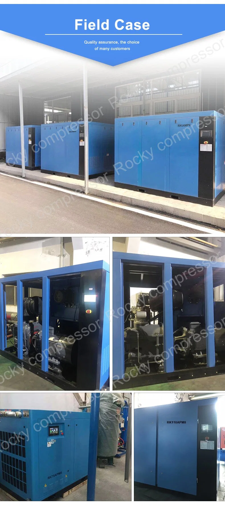 220HP 160kw 380V/50Hz/3pH Pm VSD Two Stage Screw Type Air Compressor