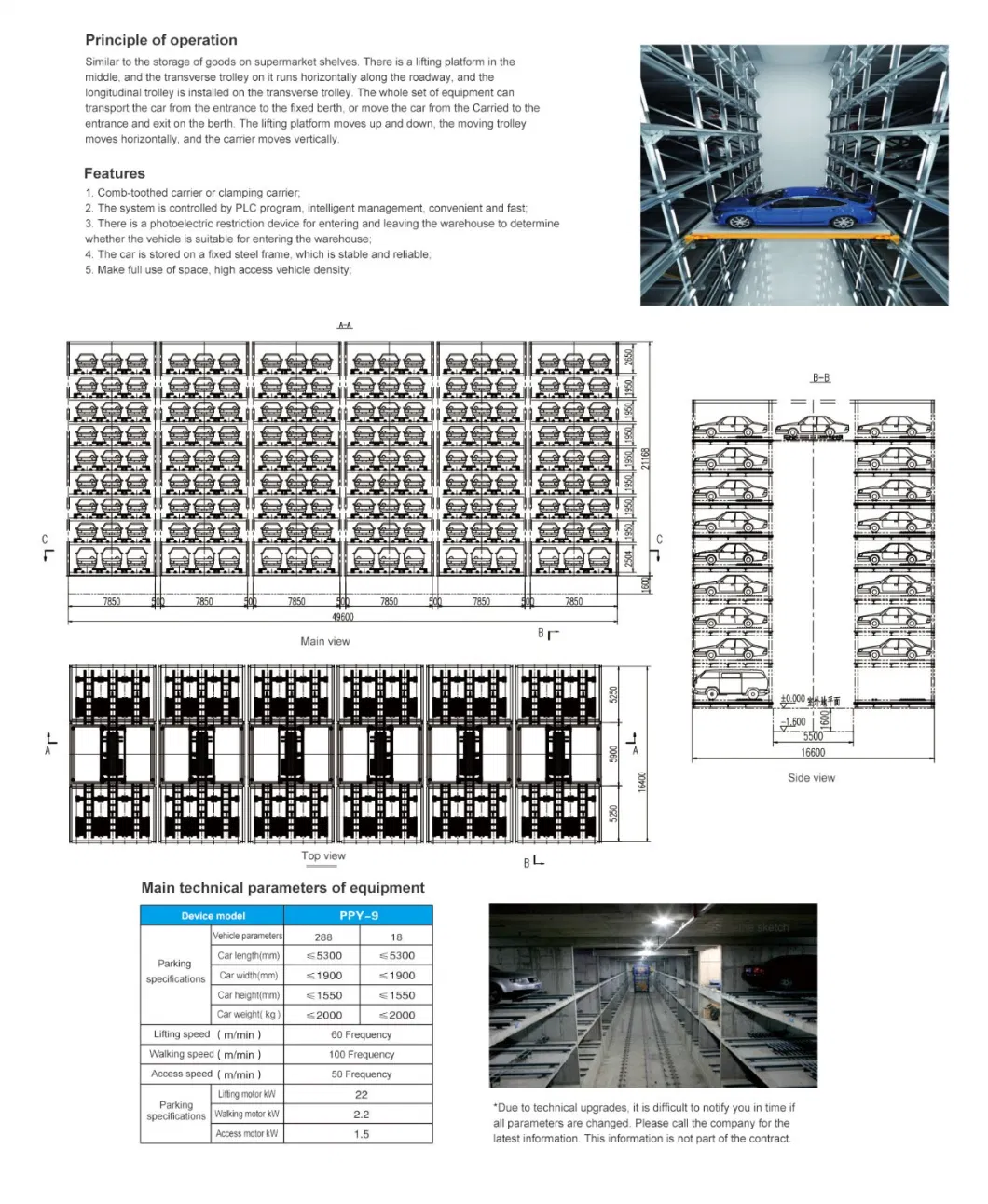 PLC Controlled 9 Storey Plane Moving Puzzel Parking System