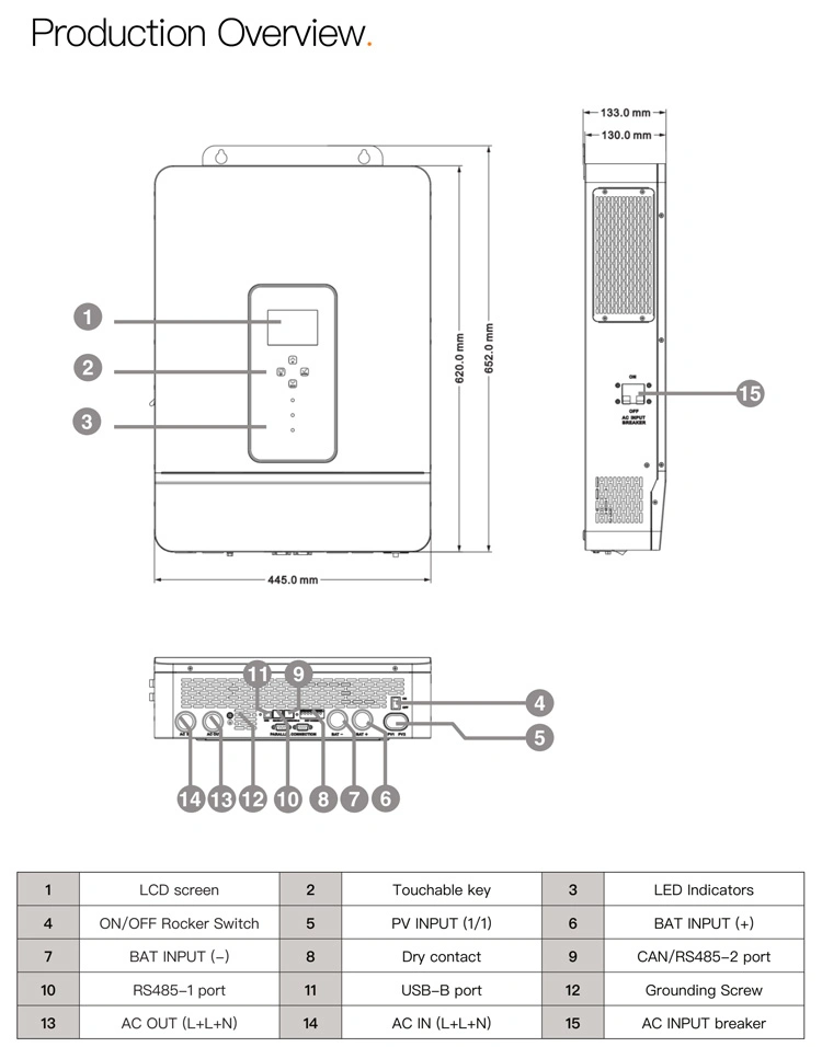 High Frequency Solar Hybrid Inverter 8kw 10kw Sine Wave Inverter and Converter for Home Solar Power System