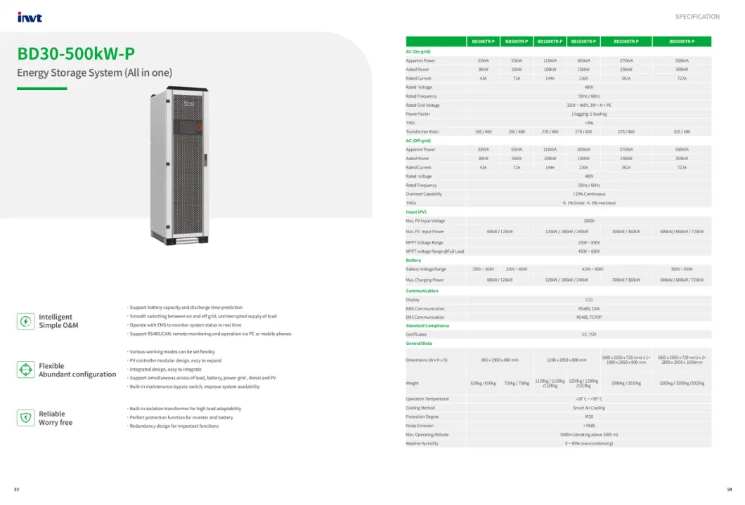 100kw Hybrid Inverter Energy Storage Converter Highest Power Density with Transformer