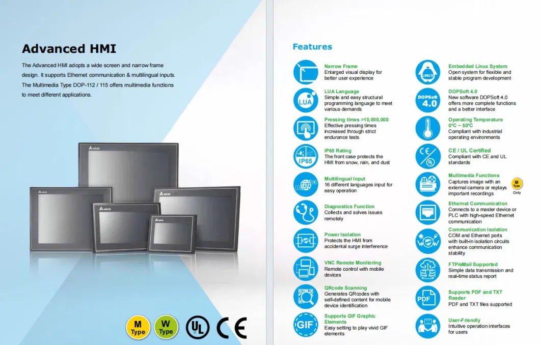 Delta HMI DOP-112wx 12 Inch Touch Panel HMI Integrated Packing Machine PLC Controller