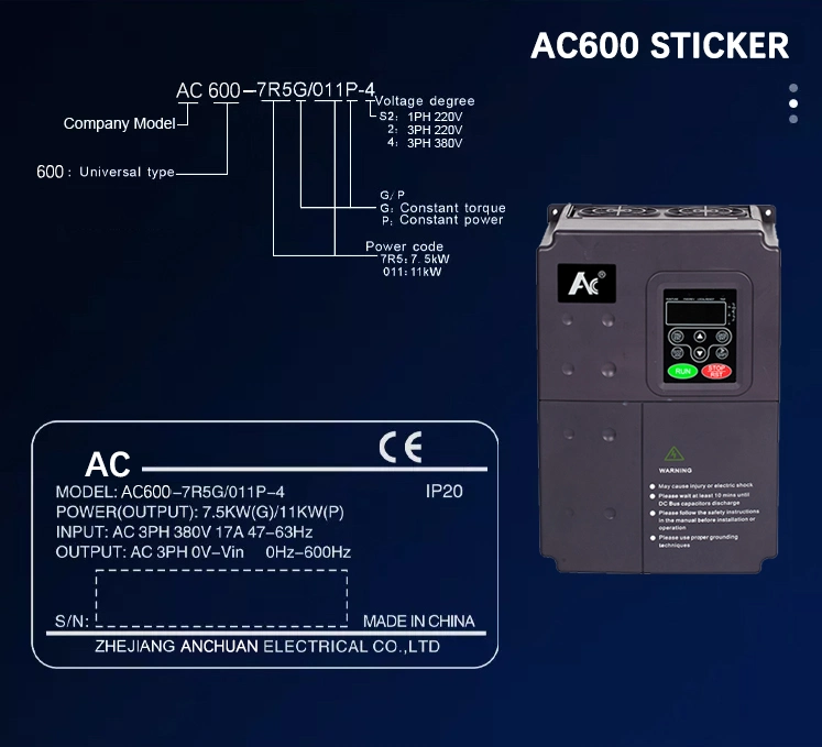 VFD Delta AC Drive 380V 400V Three-Phase 11kw Solar Inverter with CE Certificate